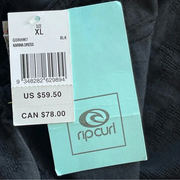 NWT Rip Curl Women's Black Karma Mesh Sleeveless Ladder Stitch Mini Dress Sz XL - Picture 12 of 12